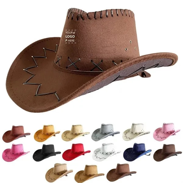Unisex Faux Suede Leather Western Cowboy Hat