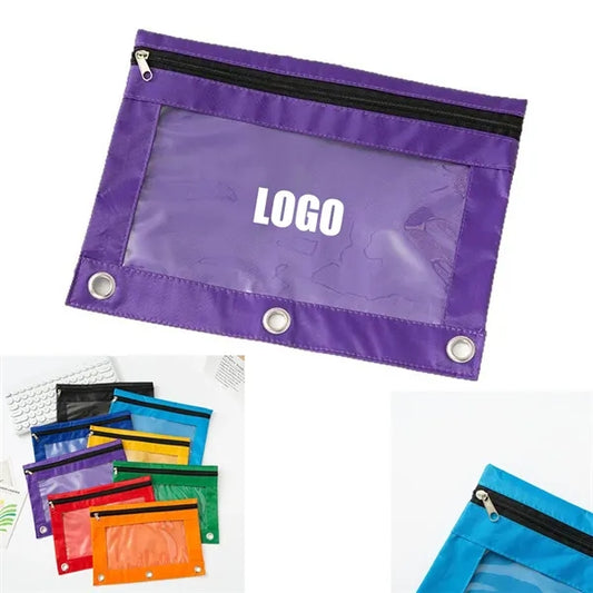 3 Hole Zipper Pen Case Bag
