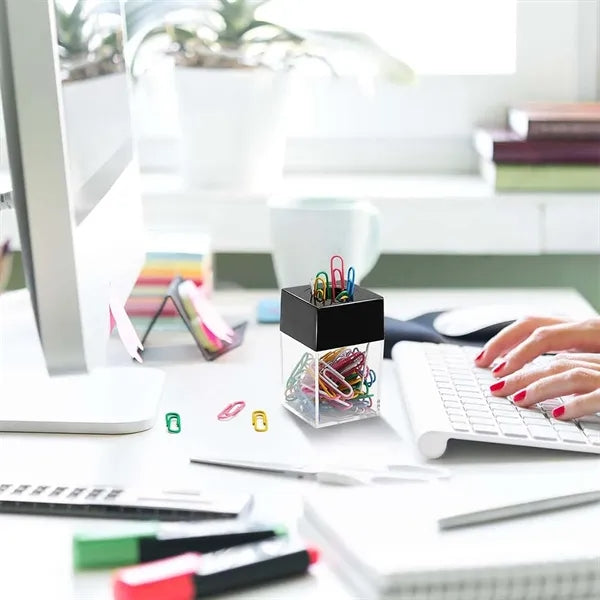 Magnetic paper clip holder dispenser large capacity for desk