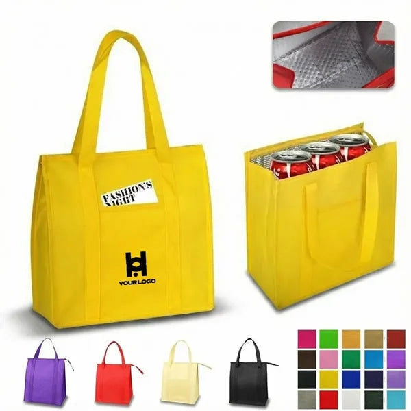 Foldable insulated cooler bag with front storage pockets