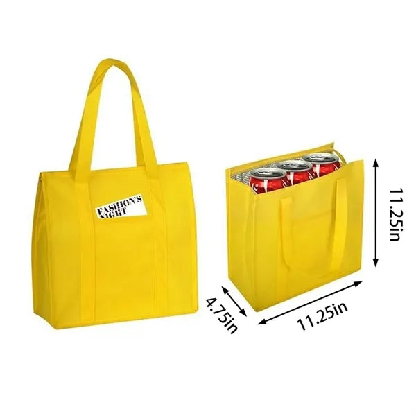 Foldable insulated cooler bag with front storage pockets
