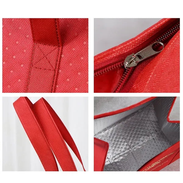 Foldable insulated cooler bag with front storage pockets