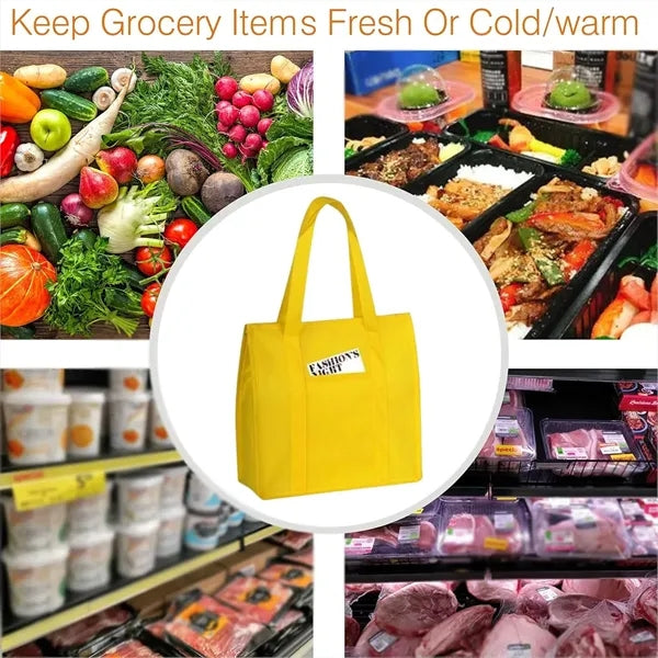 Foldable insulated cooler bag with front storage pockets