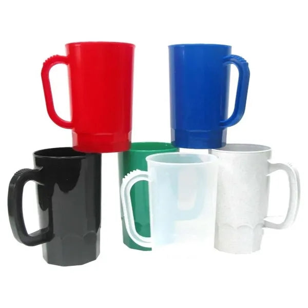 Plastic beer mug with handle multi-color custom for parties