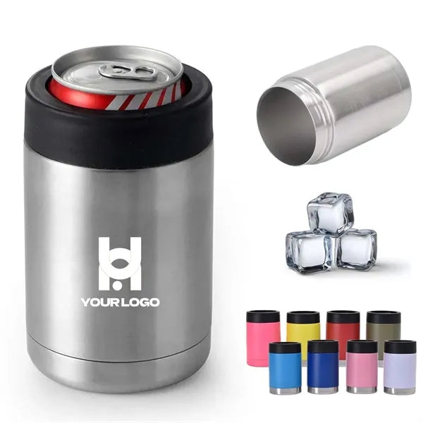 12oz double wall can cooler stainless steel vacuum insulated