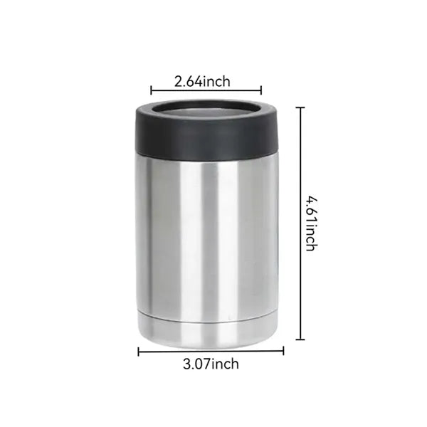 12oz double wall can cooler stainless steel vacuum insulated