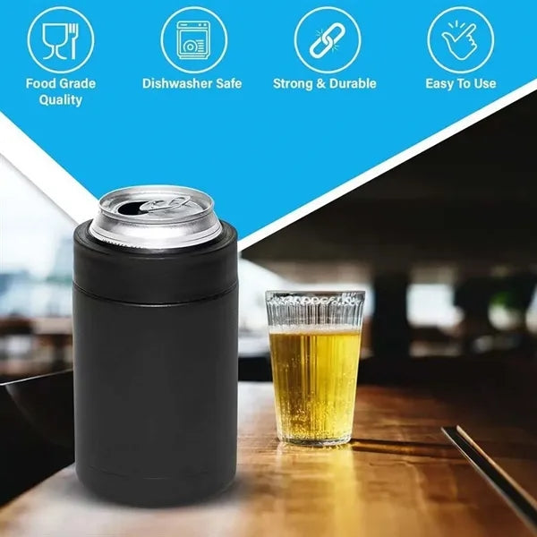 12oz double wall can cooler stainless steel vacuum insulated