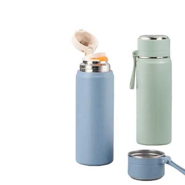 17 Oz Insulated Stainless Steel Dual Lid Water Bottle