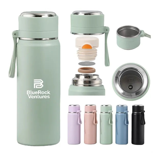 17 Oz Insulated Stainless Steel Dual Lid Water Bottle