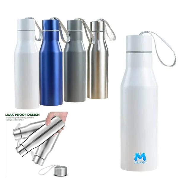 17oz Stainless Steel Water Bottle with Carry Strap
