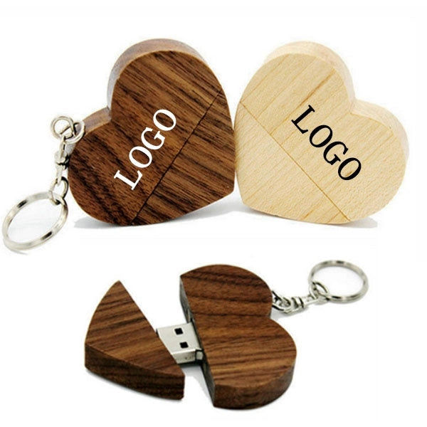 Heart Shape Wooden USB Flash Drive
