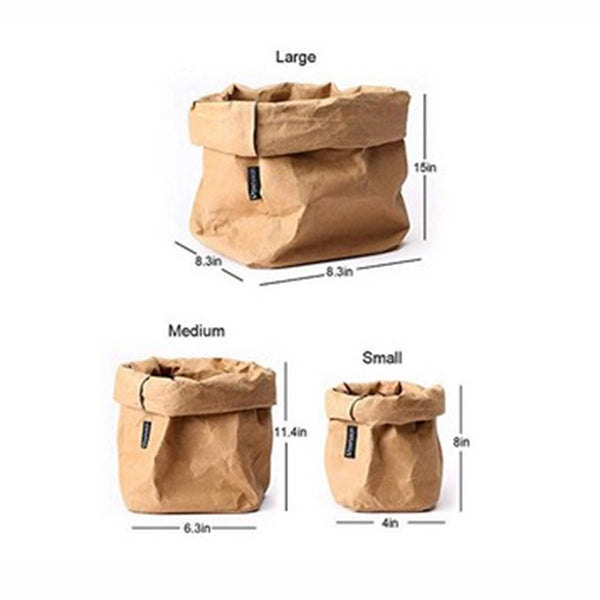 Washable Kraft Paper Storage Pouch Bag