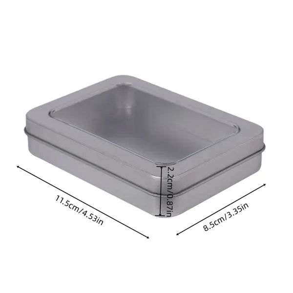 Silver Metal Tin Window Box Lightweight Store CaseA