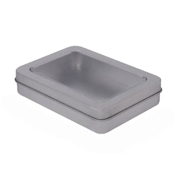 Silver Metal Tin Window Box Lightweight Store CaseA
