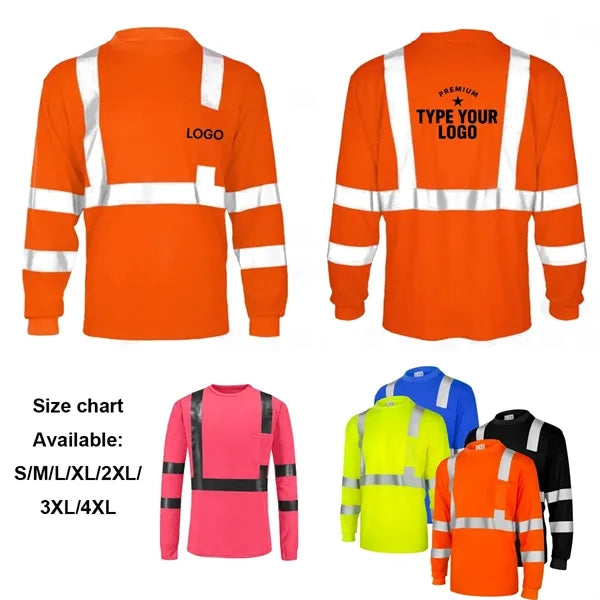 Long Sleeve Safety Shirt High Visibility Reflective