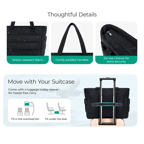Puffy Tote Bag with Compartments Shoulder Bag Handbag