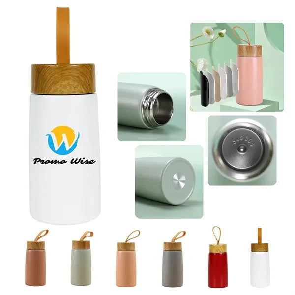 9.5oz Leak-Proof Stainless Steel Tumbler with Wooden Lid