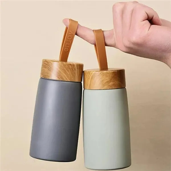 9.5oz Leak-Proof Stainless Steel Tumbler with Wooden Lid