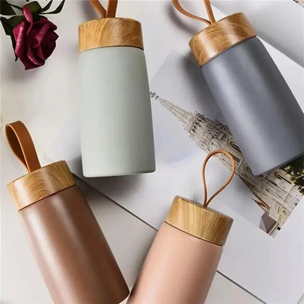 9.5oz Leak-Proof Stainless Steel Tumbler with Wooden Lid