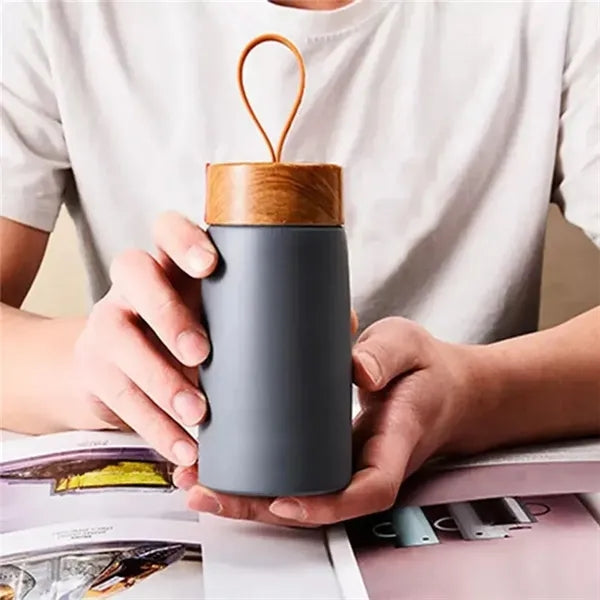 9.5oz Leak-Proof Stainless Steel Tumbler with Wooden Lid