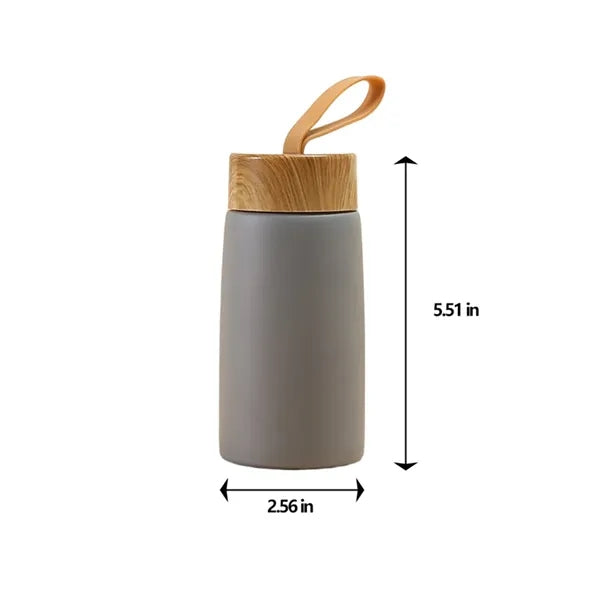 9.5oz Leak-Proof Stainless Steel Tumbler with Wooden Lid