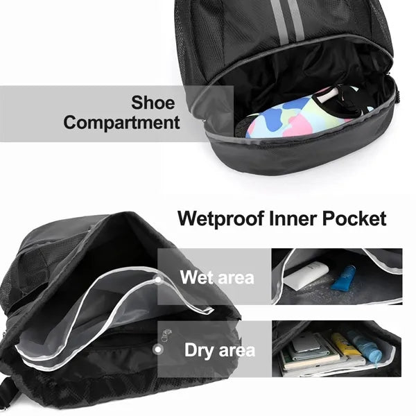 Lightweight and Portable Sport Backpack with Separate Wet-Dr