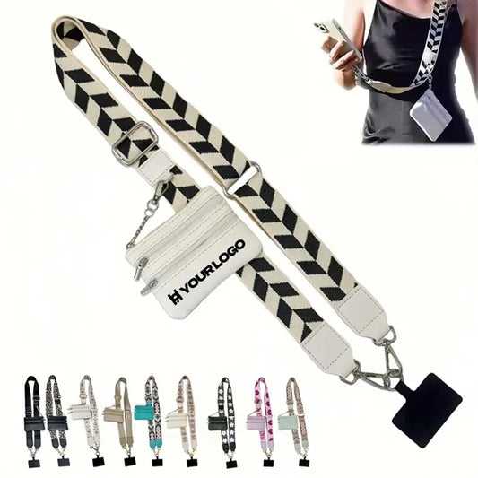 Adjustable crossbody phone strap lanyard with zipper wallet