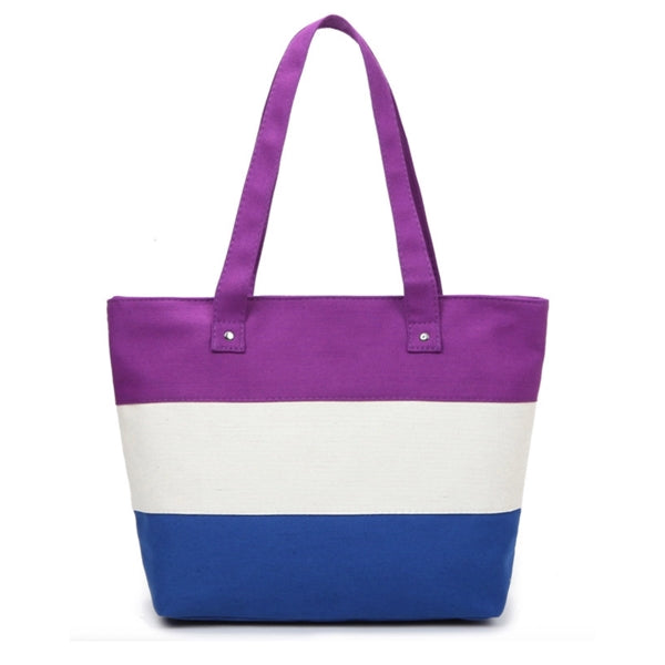 Three tones 12 oz. Zippered Canvas Tote