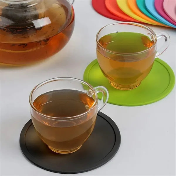 Colorful 3.6" Non Slip Silicone Coaster Heat Insulation