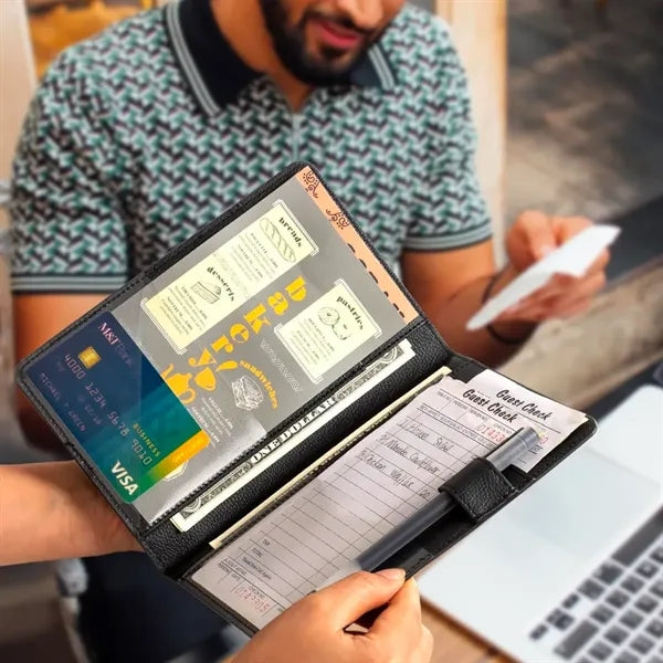 Server Book Check Holder with Clear and Money Pockets