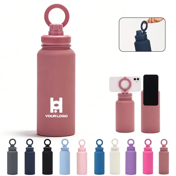 34oz insulated water bottle with magnetic lid for travel gym