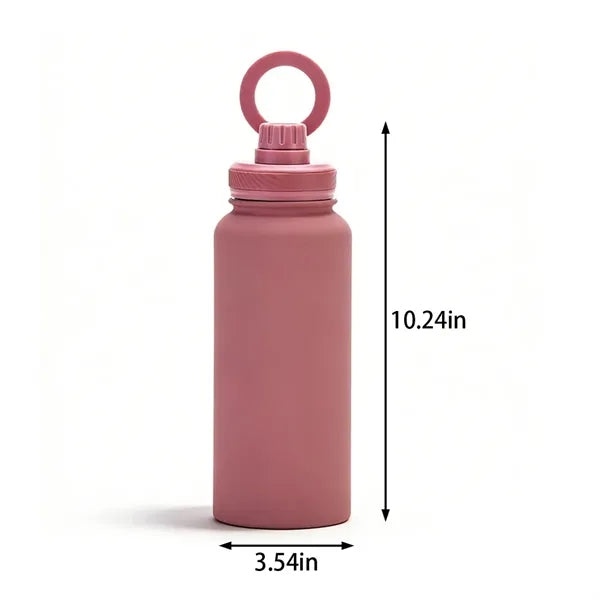 34oz insulated water bottle with magnetic lid for travel gym