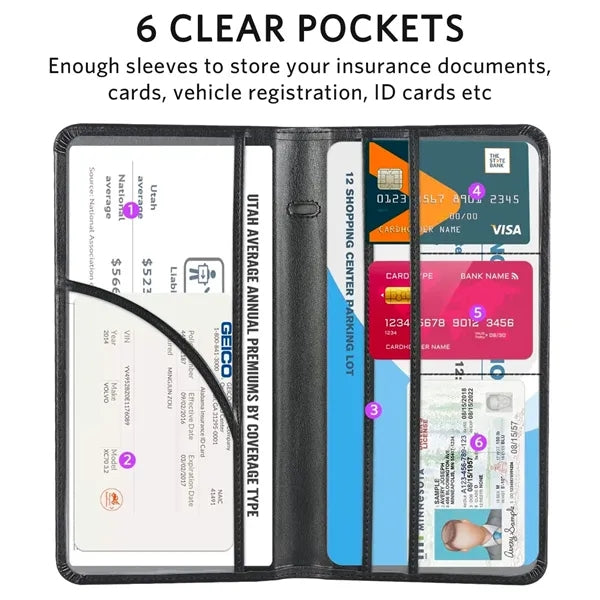 Premium Car Registration and Insurance Card Holder