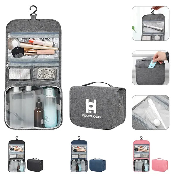 Large capacity toiletry bag with hanging hook for travel