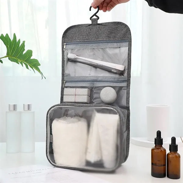 Large capacity toiletry bag with hanging hook for travel