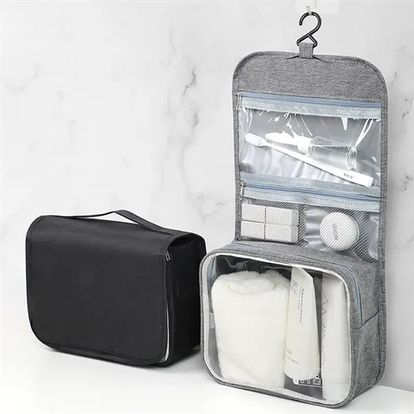 Large capacity toiletry bag with hanging hook for travel