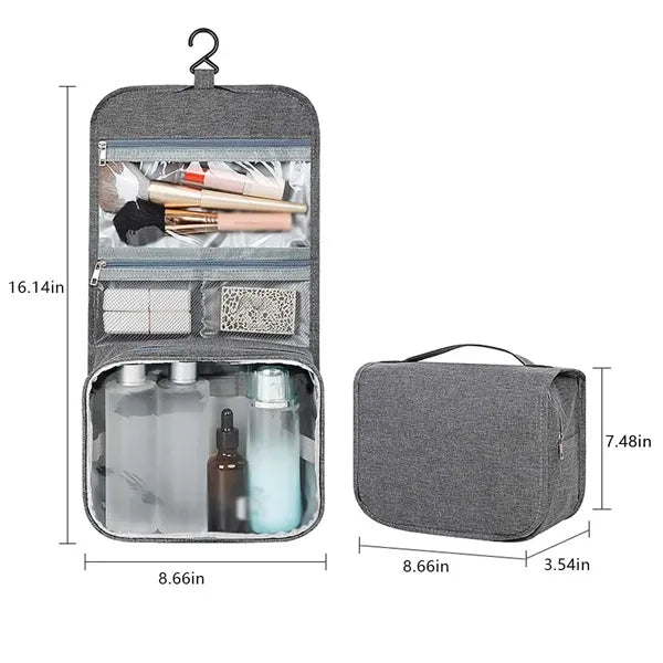 Large capacity toiletry bag with hanging hook for travel