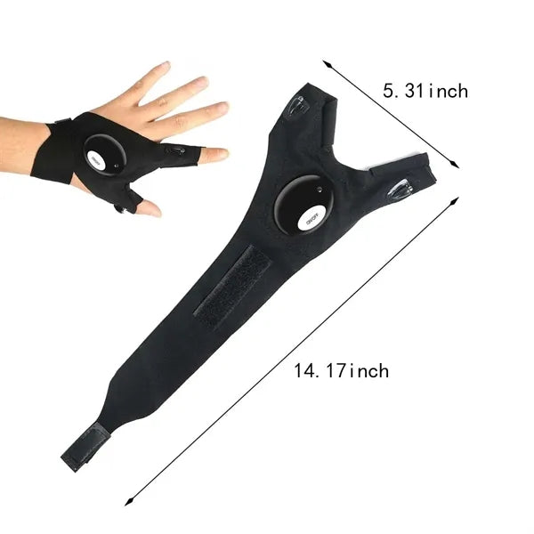 LED flashlight glove hands-free lighting for running fishing