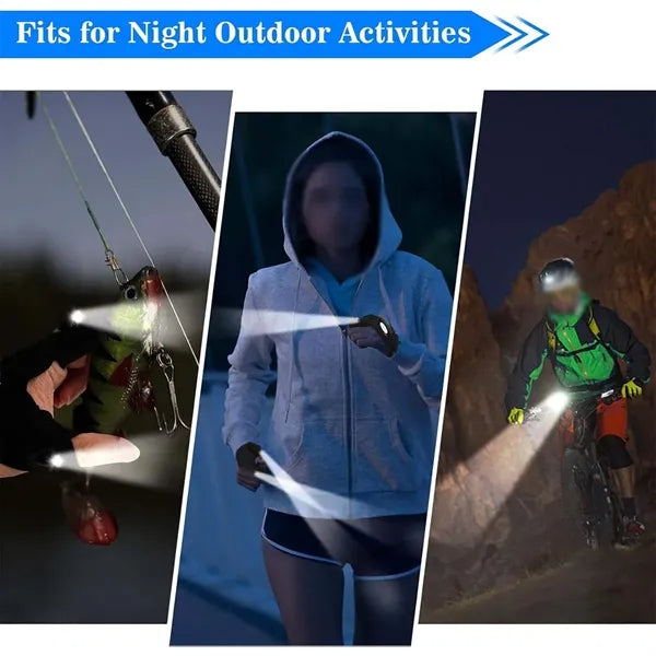 LED flashlight glove hands-free lighting for running fishing