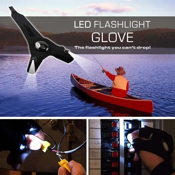 LED flashlight glove hands-free lighting for running fishing