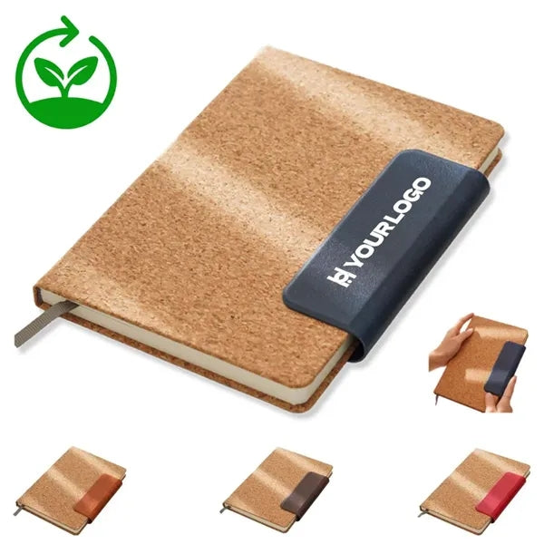 Eco-friendly journal notebook with magnetic snap cork cover