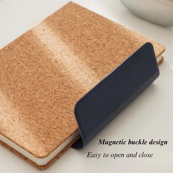 Eco-friendly journal notebook with magnetic snap cork cover