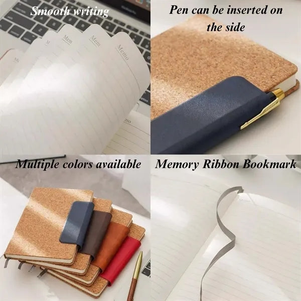 Eco-friendly journal notebook with magnetic snap cork cover