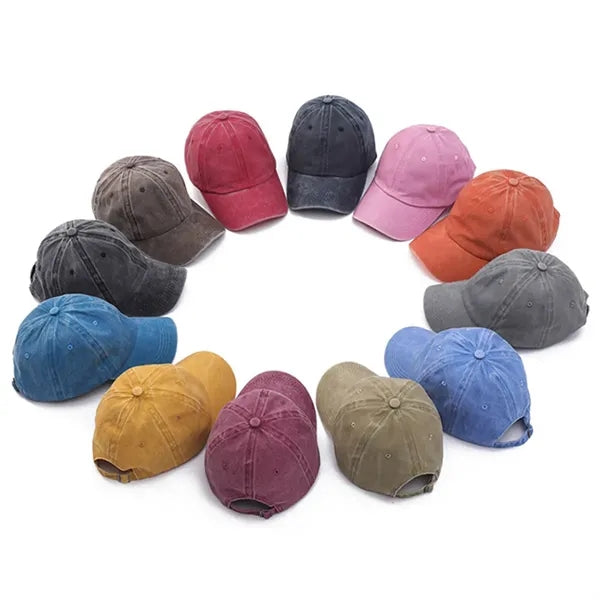 Cotton baseball cap adjustable vintage style lightweight hat