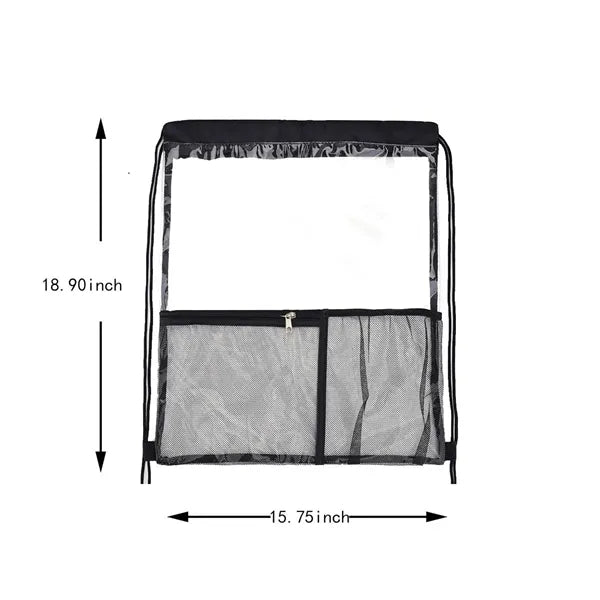 Waterproof clear drawstring backpack large with front pocket