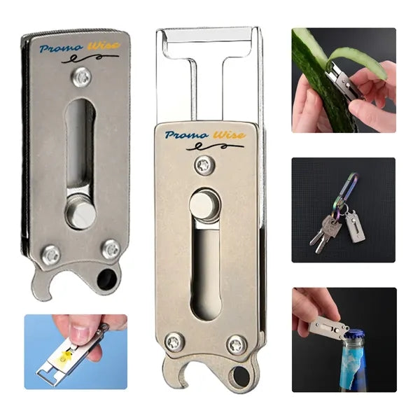 Compact Retractable Peeler Bottle Opener EDC Keychain Tool