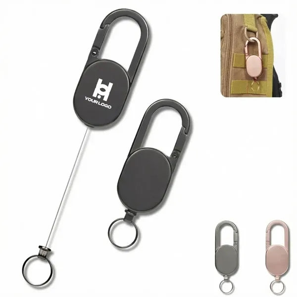 Metal retractable badge holder keychain with durable cable