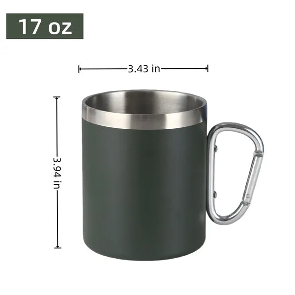 Stainless Steel Mugs with Carabiner Handle 17 oz