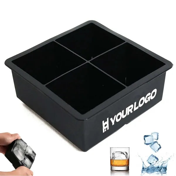 Silicone ice cube tray square flexible for whiskey cocktail