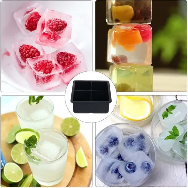 Silicone ice cube tray square flexible for whiskey cocktail